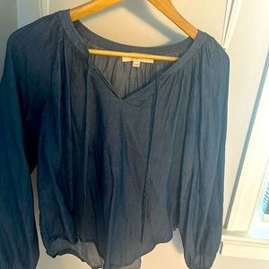 Blue gray beachy blouse